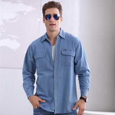 new spring and autumn men's soil slim long-sleeve denim shirt