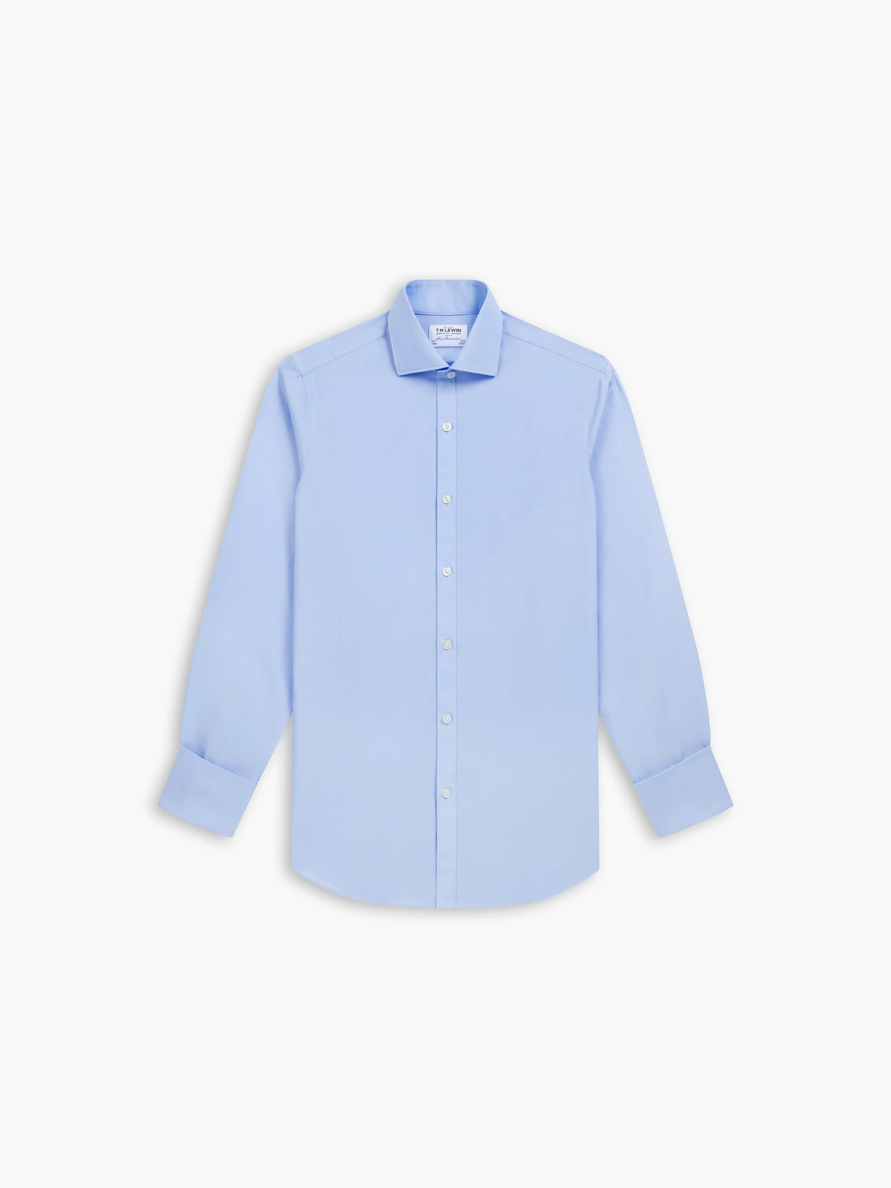 Non-Iron Light Blue Poplin Super Fitted Dual Cuff Cutaway Collar Shirt