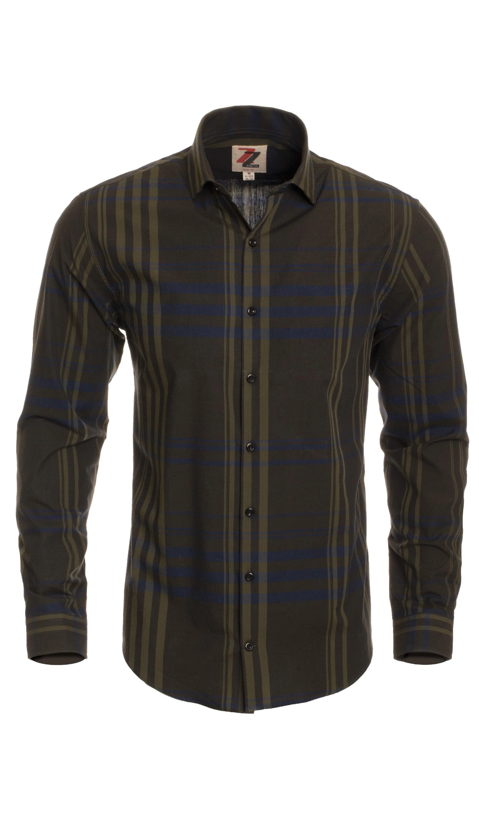 Olive Striped Slim Fit Casual Shirt - Jasper