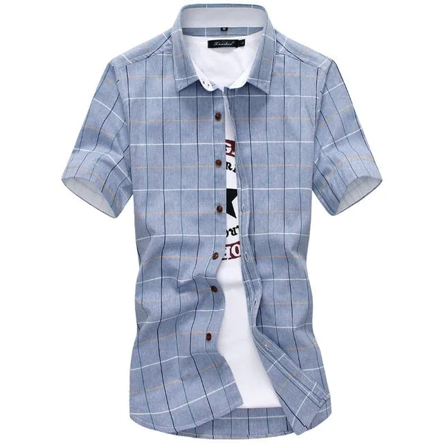 Plaid shirts Men 2019 New Fashion 100% Cotton Short Sleeved Summer Casual Men Shirt  camisa masculina Mens Dress Shirts