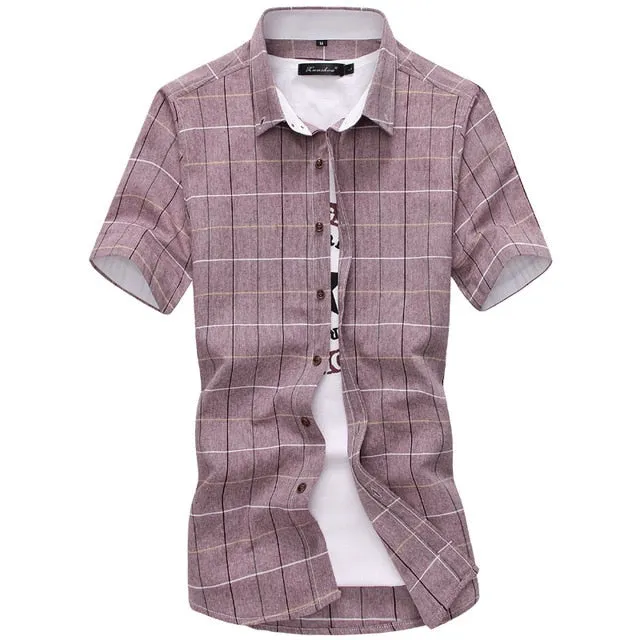 Plaid shirts Men 2019 New Fashion 100% Cotton Short Sleeved Summer Casual Men Shirt  camisa masculina Mens Dress Shirts