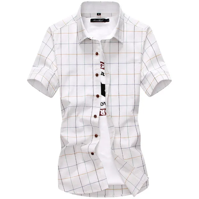 Plaid shirts Men 2019 New Fashion 100% Cotton Short Sleeved Summer Casual Men Shirt  camisa masculina Mens Dress Shirts