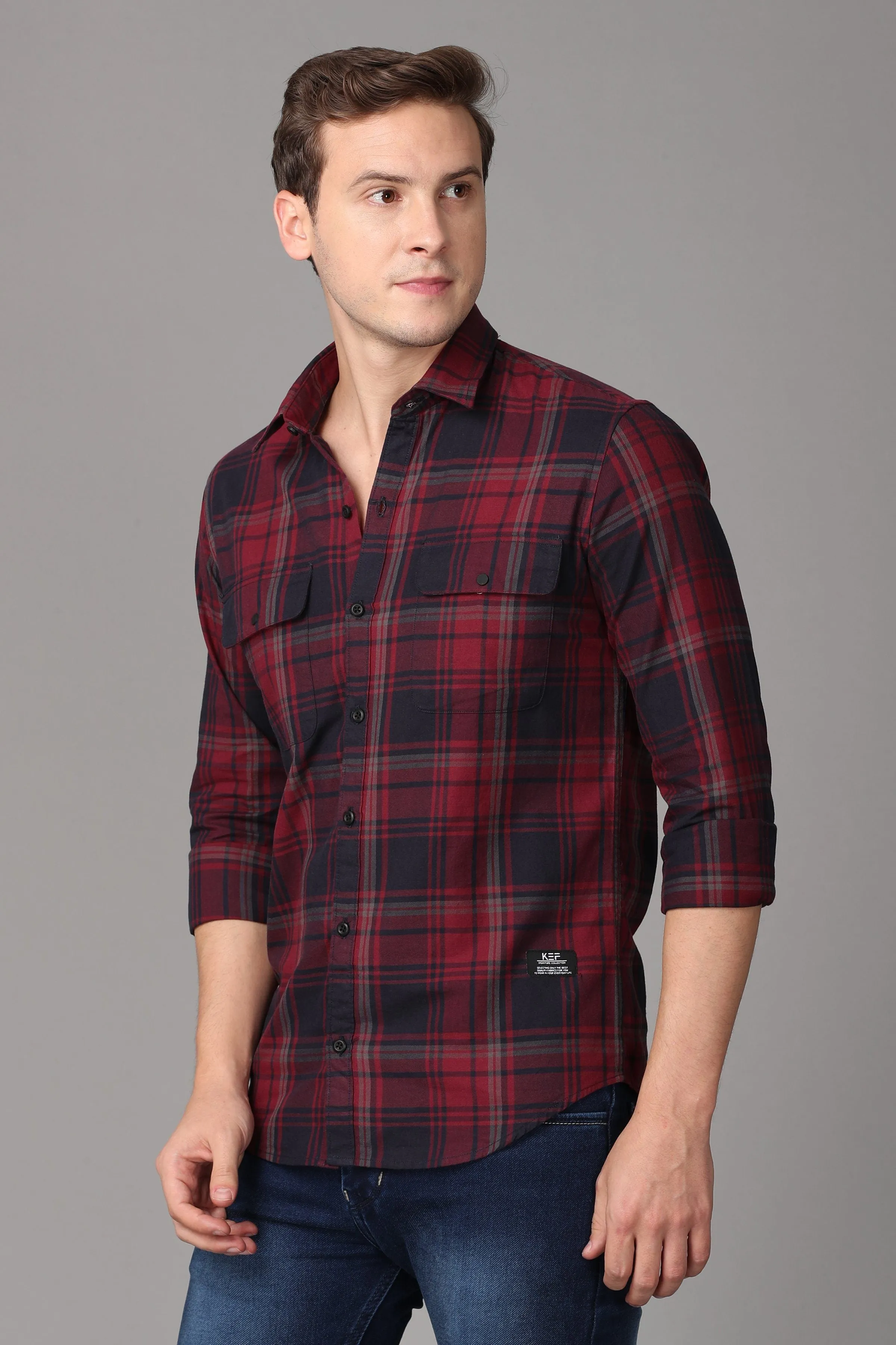 Red and Black Checked Casual Shirt