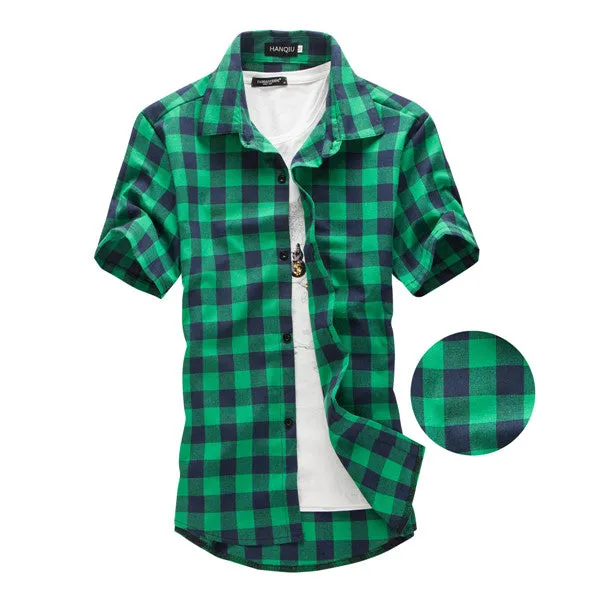 Red And Black Plaid Shirt Men Shirts 2017 New Summer Fashion Chemise Homme Mens Checkered Shirts Short Sleeve Shirt Men Blouse