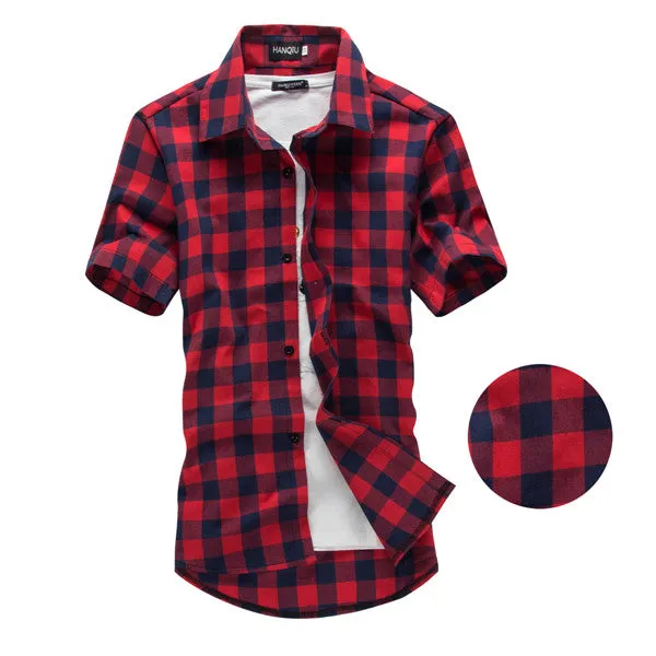 Red And Black Plaid Shirt Men Shirts 2017 New Summer Fashion Chemise Homme Mens Checkered Shirts Short Sleeve Shirt Men Blouse