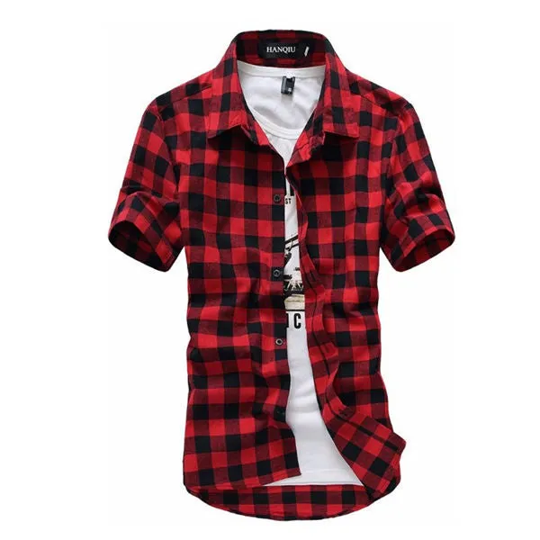 Red And Black Plaid Shirt Men Shirts 2017 New Summer Fashion Chemise Homme Mens Checkered Shirts Short Sleeve Shirt Men Blouse