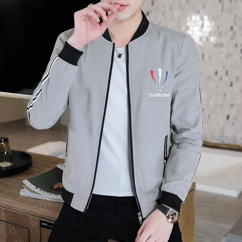 Slim Look Stylish Trendy Thin Jacket Young Baseball Collar Tops Outerwear