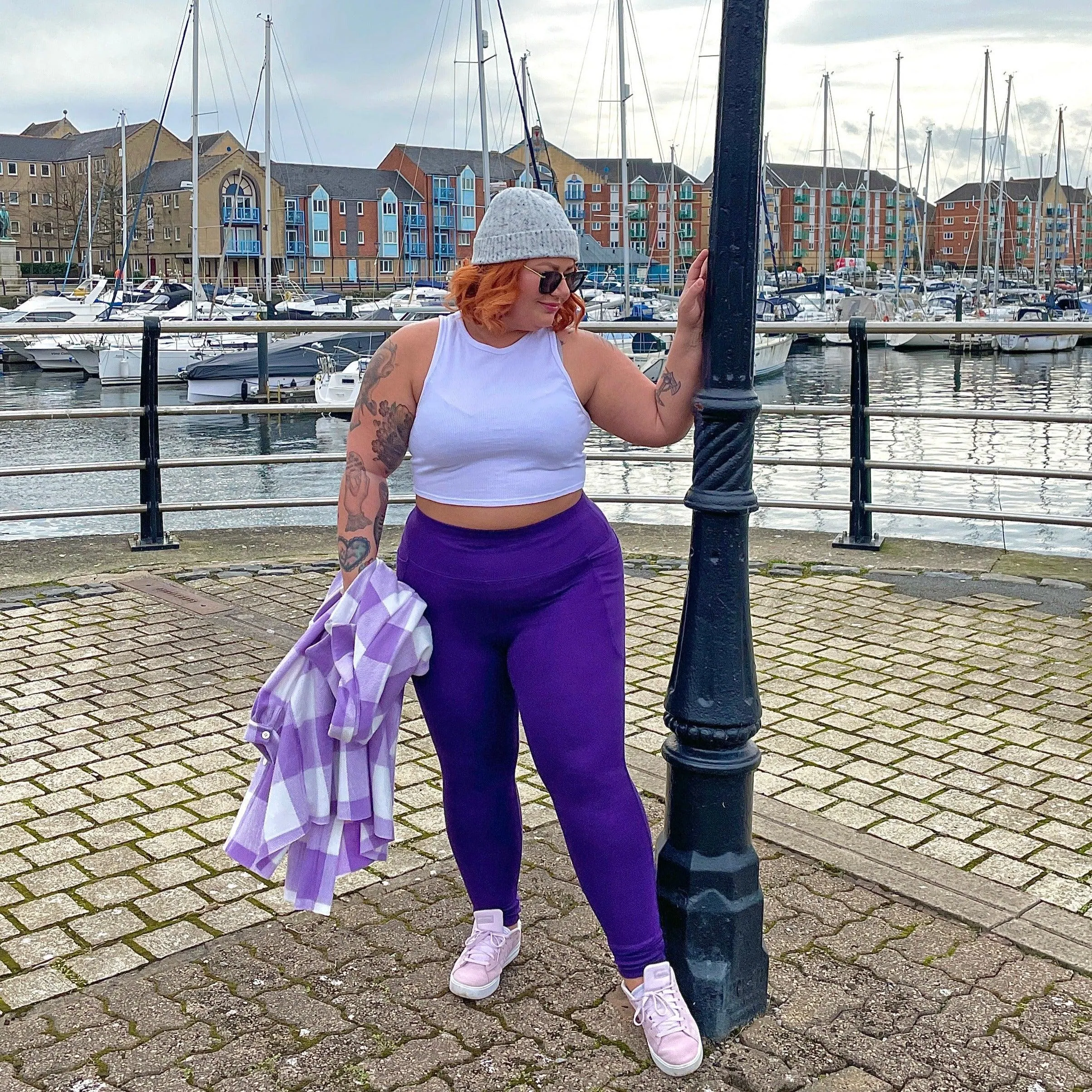 Squat Proof Long Leggings - Suffragette Purple