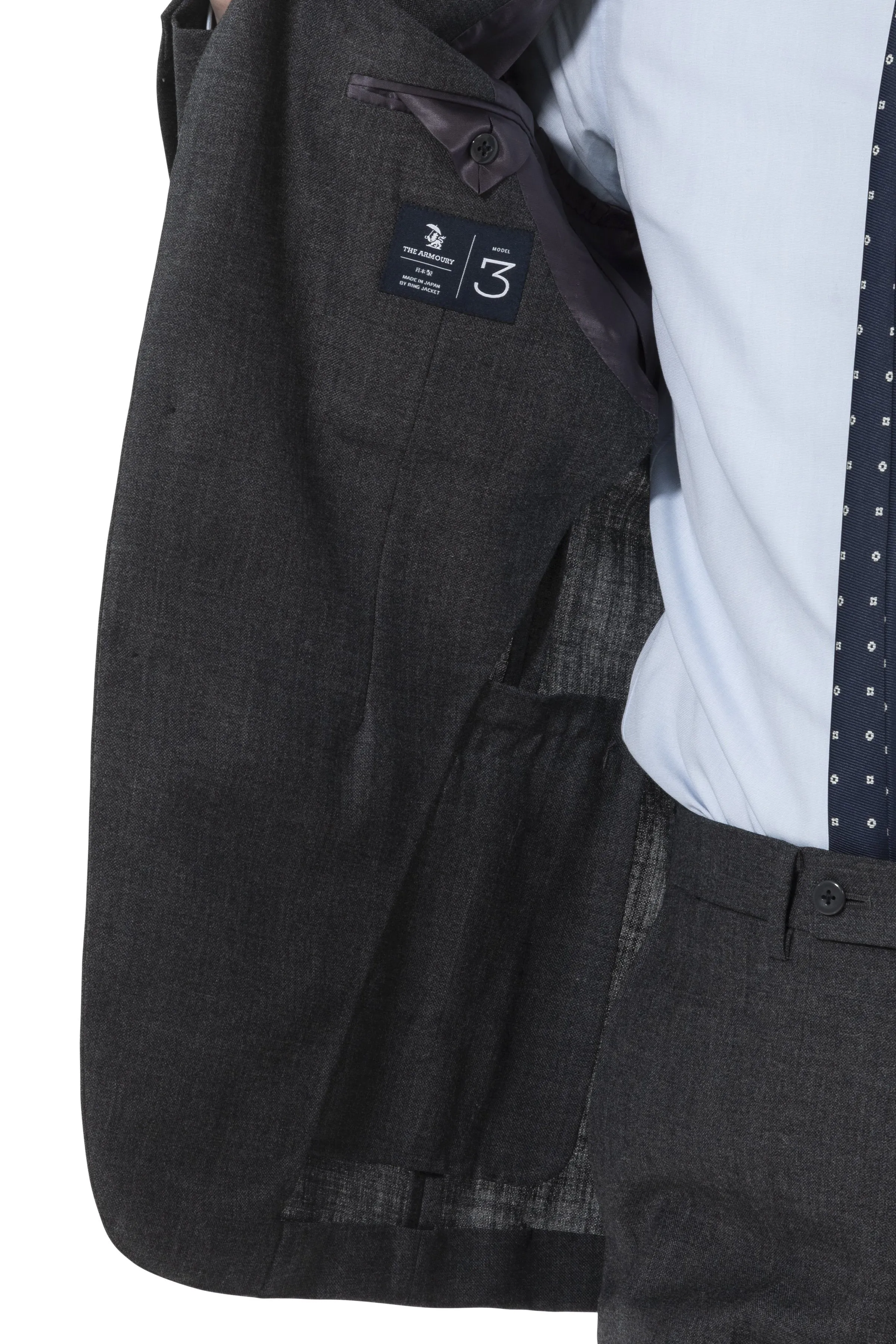 The Armoury Model 3A Grey Wool Harbour Breeze Suit