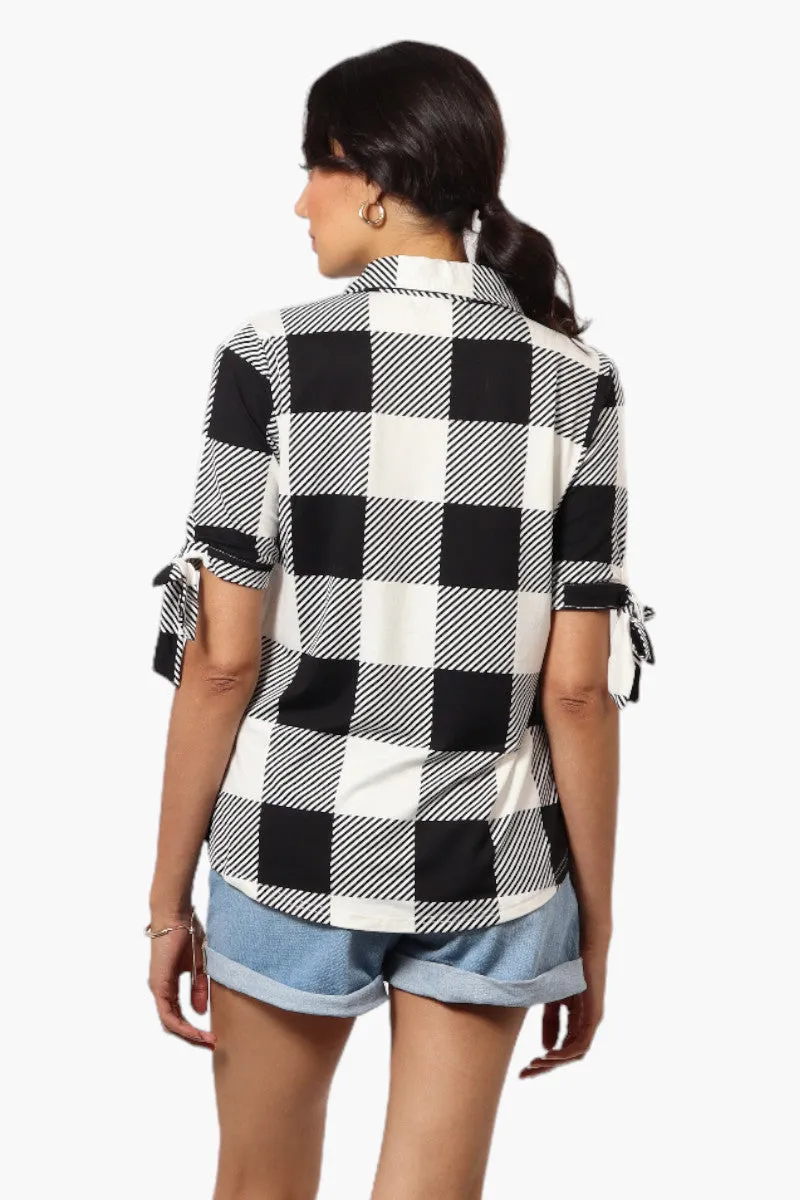 Urbanology Plaid Tie Sleeve Shirt - Black