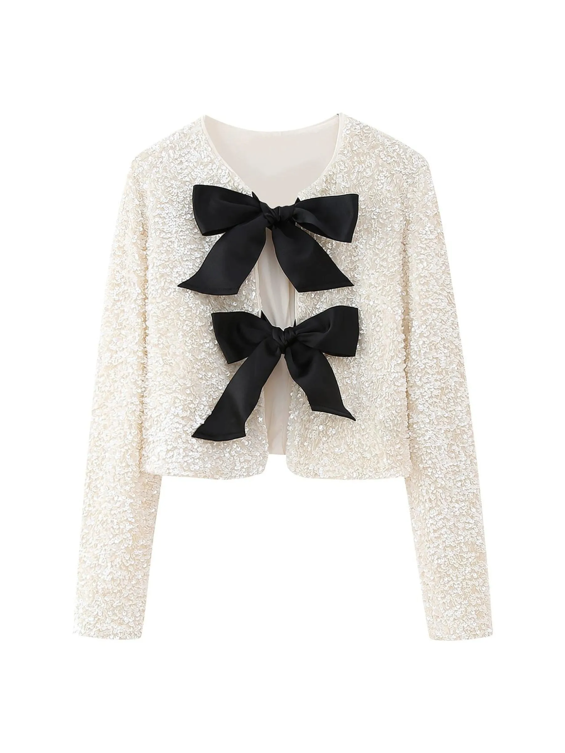 Wenkouban-Winter Outfits Christmas Wendy Sequin Bow Jacket