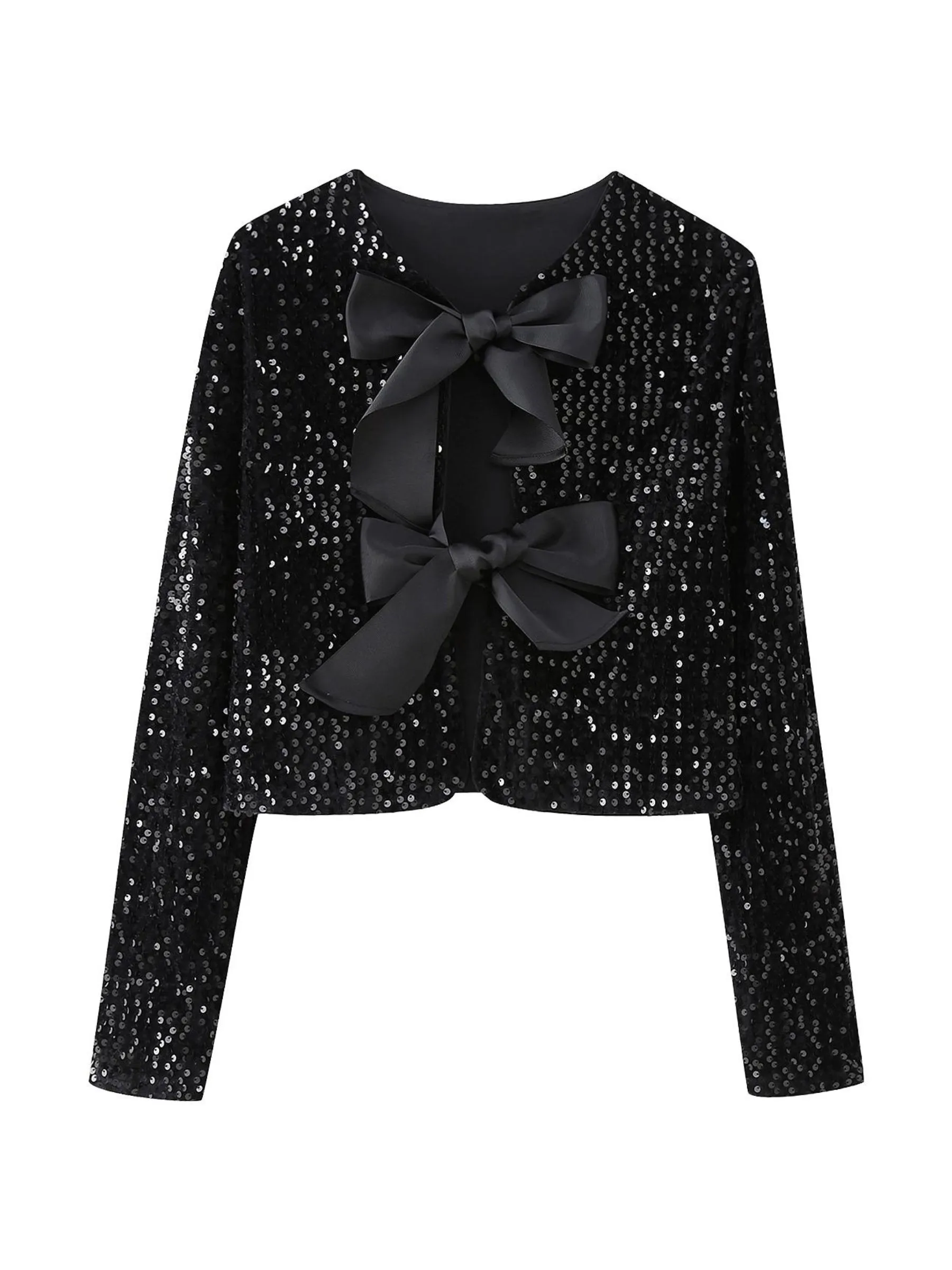 Wenkouban-Winter Outfits Christmas Wendy Sequin Bow Jacket