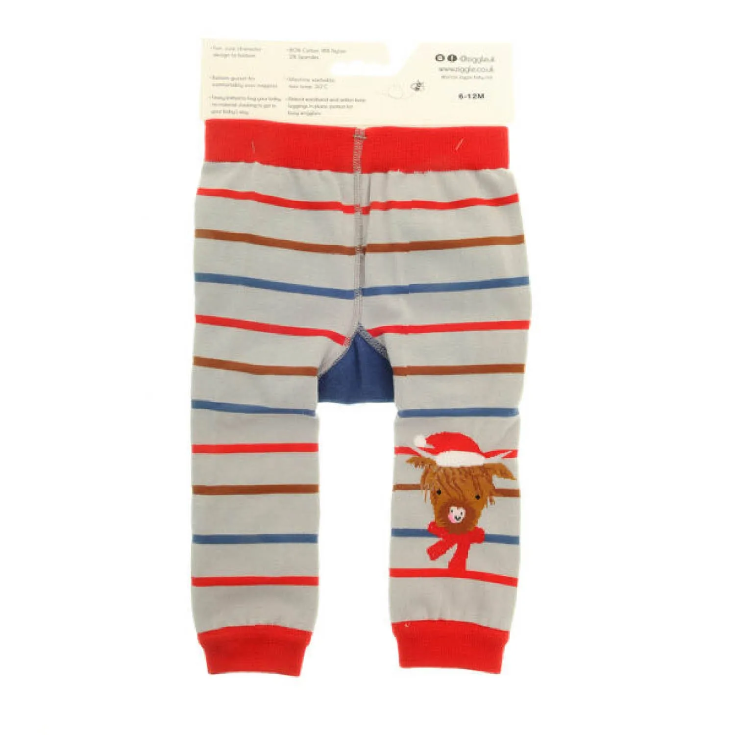 Ziggle Baby 0-6 Months Highland Cow Christmas Leggings & Socks Set